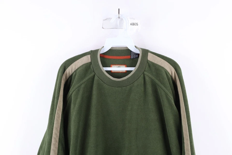 Vintage Horny Toad Mens Large Faded Color Block Fleece Crewneck Sweater Green - Image 2 of 4