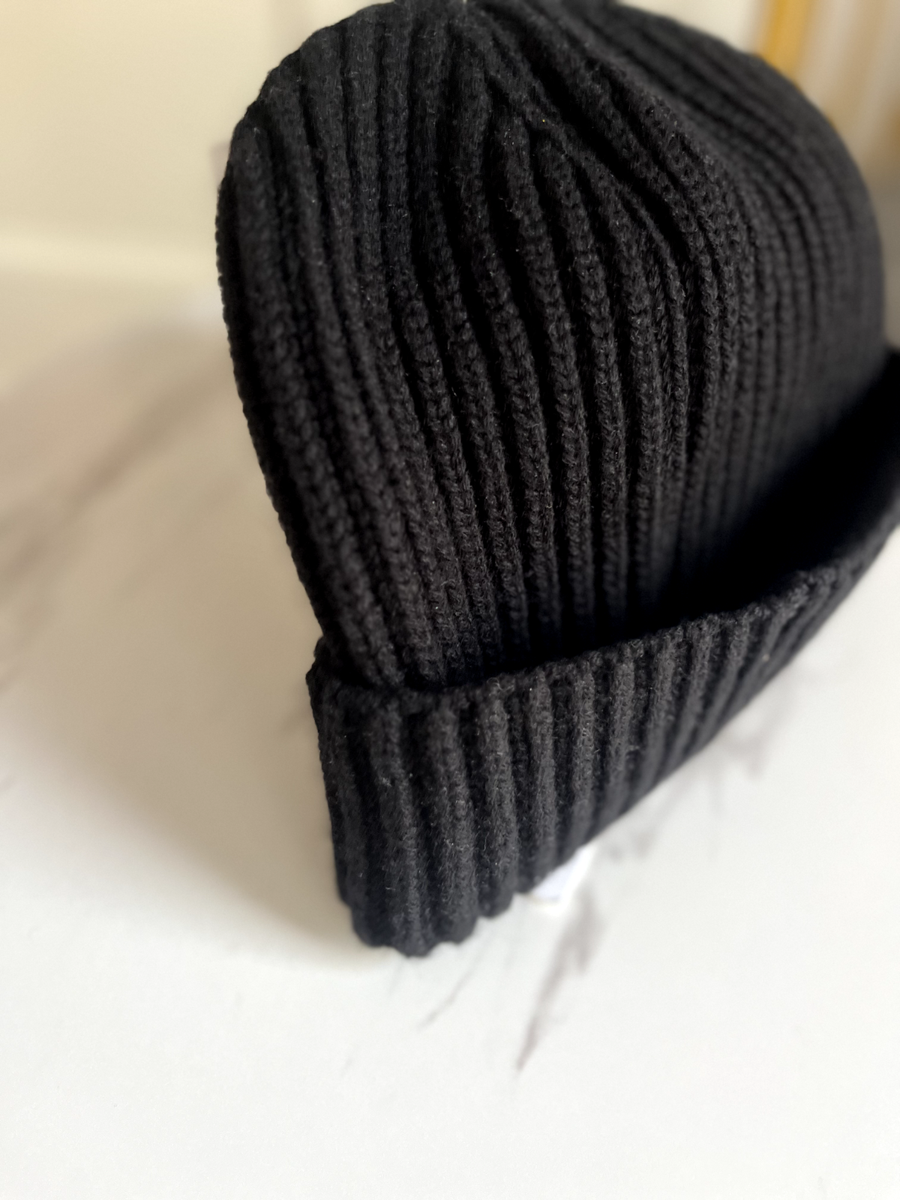 Chanel Black Cashmere Beanie Sequin CHANEL Logo Hat New 23 | eBay