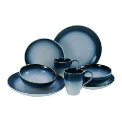 CreaTable 23788 Serie Cascade Blau Kombiservice 8 teilig Geschirrset Tellerset