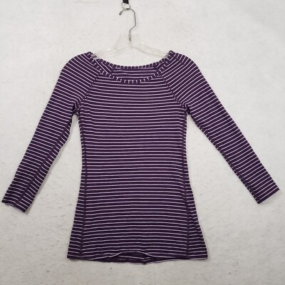 Lululemon Physically Fit 3/4 Long Sleeve Tee Womens 2 Zinfandel Stripe Pima