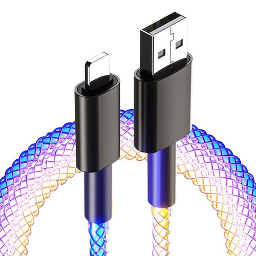 For iOS/Type-C/Android 6A Fast Charging Data Cable RGB Dazzling Flowing Light - Zdjęcie 15 z 21