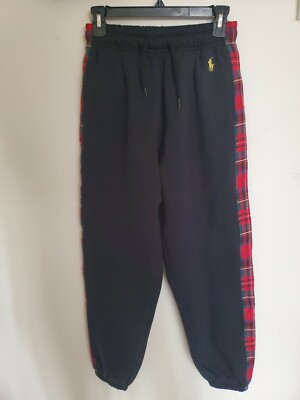 NWT Polo Ralph Lauren Women's Black Fleece Plaid Trim Sweatpants Size S | eBay