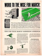 1964 Ortho Gro Print Ad, Word To The Wise For March Lawn Feeder Whirlybird Grass