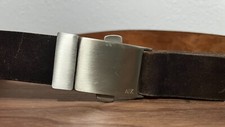 Vintage Armani Exchange Men's Brown Belt with unique closure from late 1990s