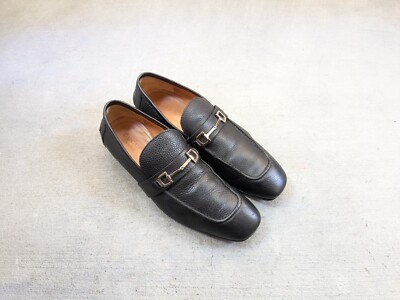 Gucci Horsebit Loafers Men 10 Black Leather Slip-On Snaffle Dress