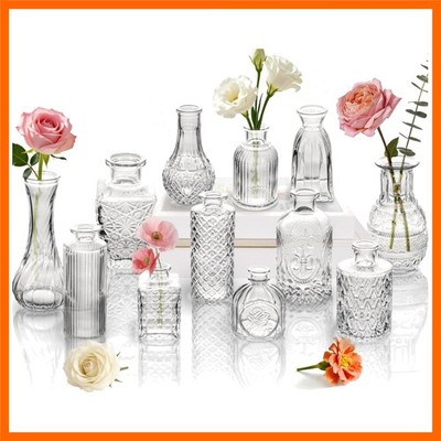 Clear Glass Bud Vase Set of 12 Pcs,Small Bud Vases in Bulk,Glass Crystal Flow...