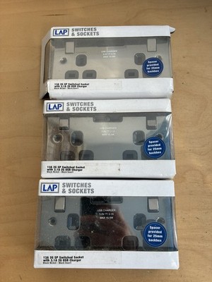 Doppel 13A 2 Gang SP Schaltsteckdosen USB Ladegerät Schwarz Nickel LAP