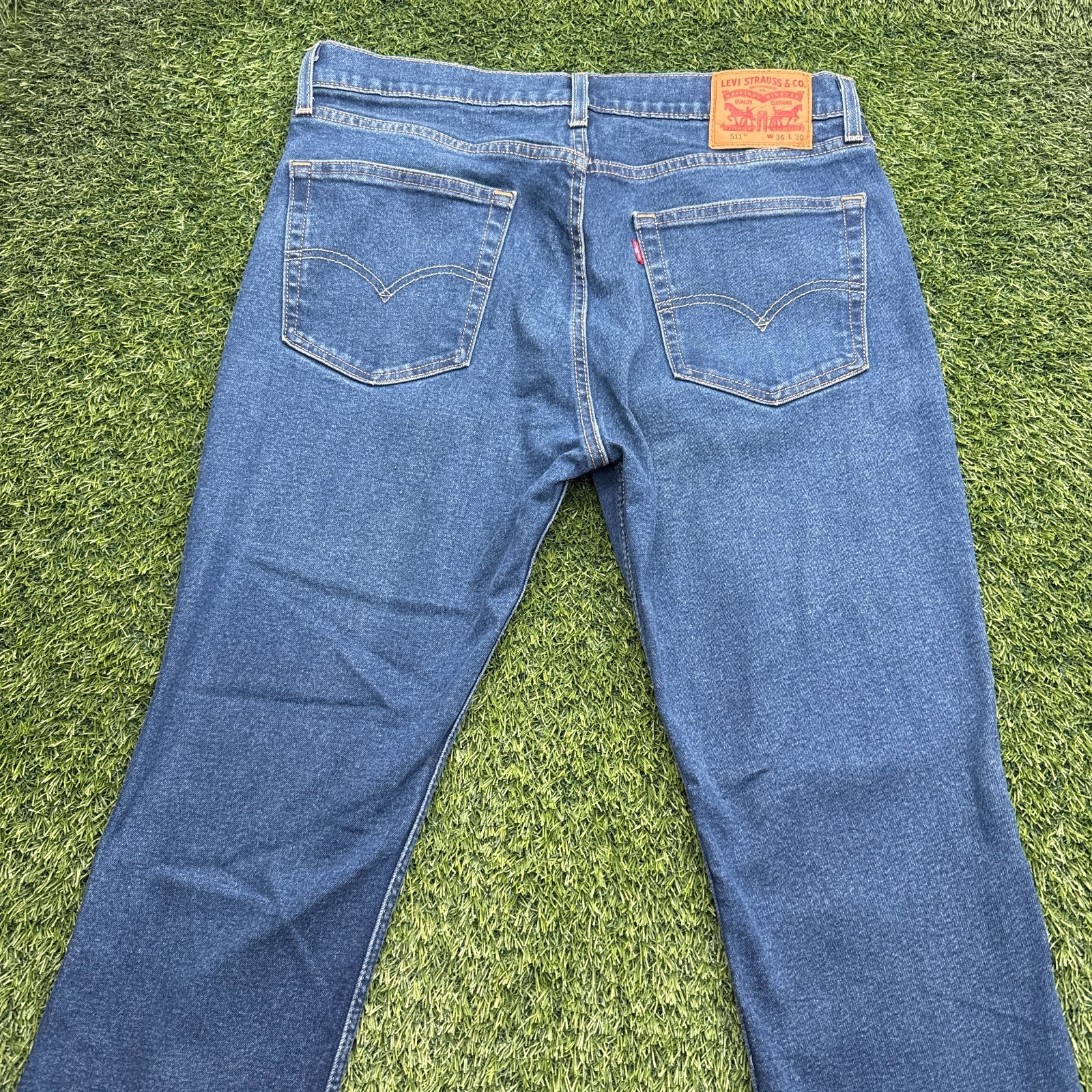 Levis 511 Slim Jeans Mens 36x30 All Seasons Tech Blue Denim Dark Wash