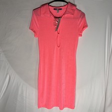 URBAN OUTFITTERS CHRISTY KEYHOLE Neon PINK MINI DRESS SIZE MEDIUM  NWT Feminine