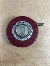 Vintage Lufkin Rule Co. Chrome Clad 50 Ft Steel Tape Measure Maroon Made in USA