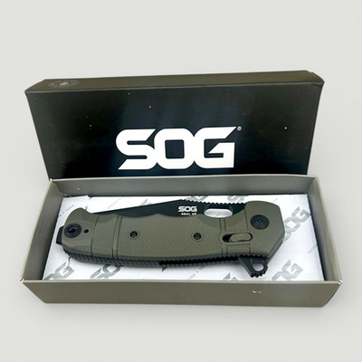 #ad SOG SEAL XR Folding Knife – 4quot; S35VN Clip Point Blade – OD Green GRN Handle – Gu $54.95