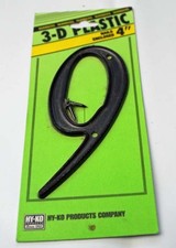 Number 9  Hy-Ko 3D 4" Black Plastic "9" House Number   3-D part  29/9