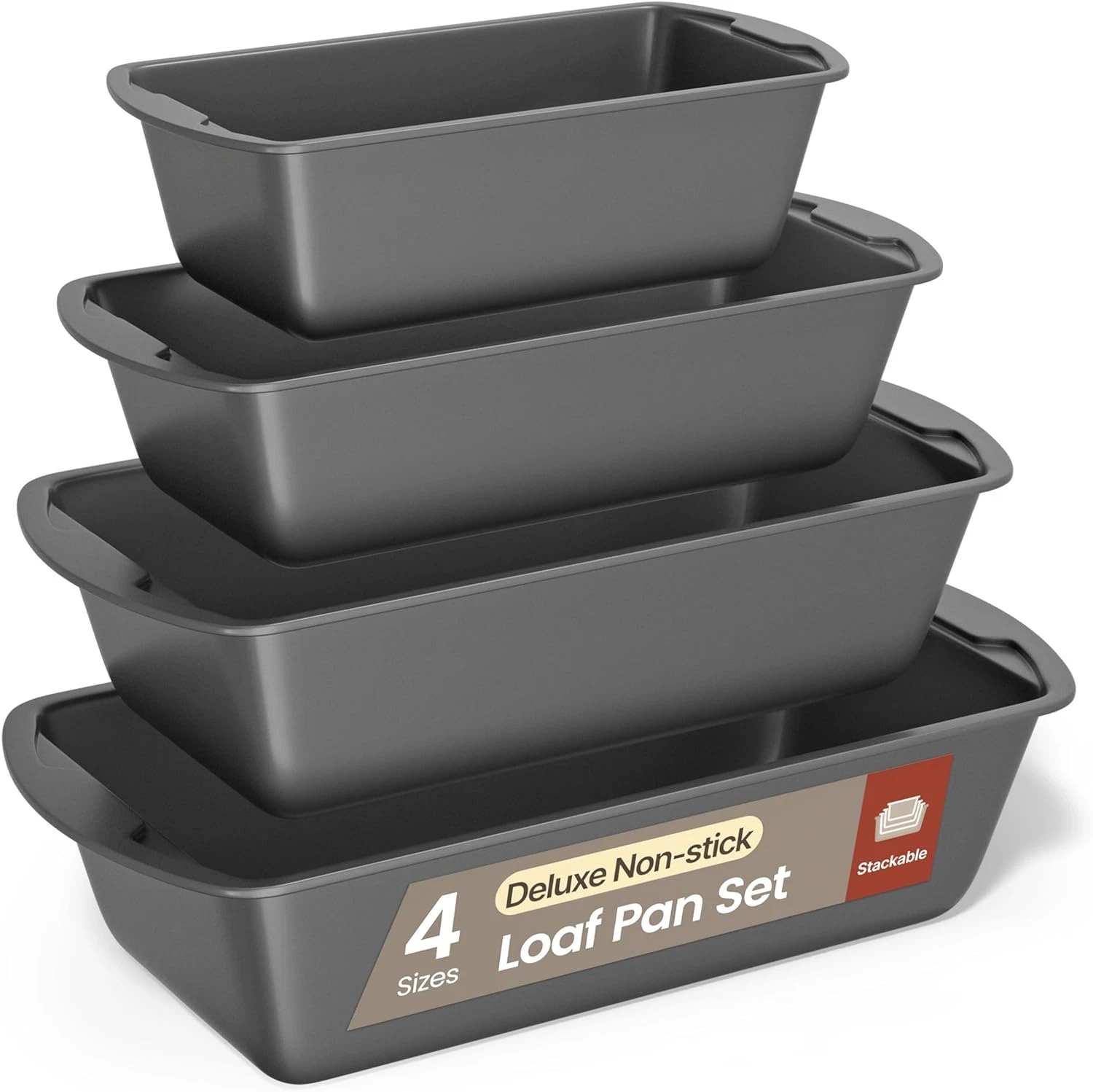 Loaf Pan Set 4-Piece - Deluxe Nonstick Carbon Steel Bakeware for Perfect Bread a
Opens in a new wind