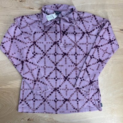NWT EDDIE BAUER S MISTY ROSE GEO TILE DOT PURPLE 1/4 ZIP FLEECE PULLOVER TOP