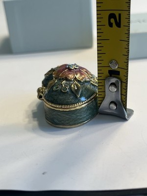 Vintage Monet Heart Shaped Enameled Jeweled Hinged Trinket
