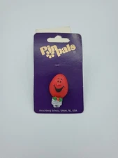 Pin Pals Red Christmas Light Bulb Pin Brooch Xmas Large 90's Bulb Smiley Face