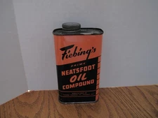 1940s era FIEBING'S NEATSFOOT OIL Old Metal Oil Can 8 OZ.  GREAT SHAPE