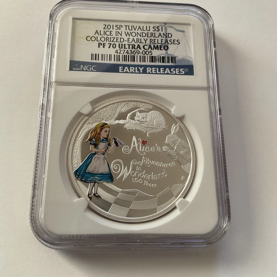 NGC 2015P  Tuvalu S$1 ALICE IN WONDERLAND Colorized-Early Releases PF70 UC - Image 3 of 4
