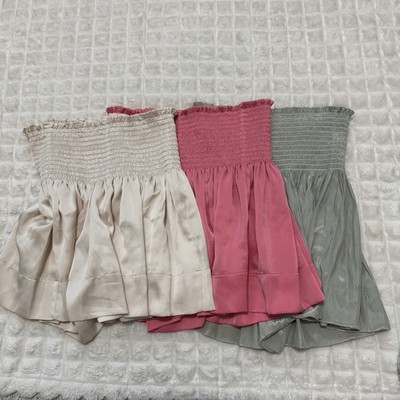 KOCH Medium LOT of 3 Erica Skort Skirt Smocked Waist Flowy Pink Green Cream