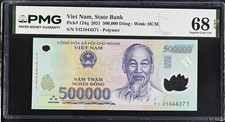 Vietnam 500000 Dong 2021 Polymer P 124 q Superb Gem UNC PMG 68 EPQ