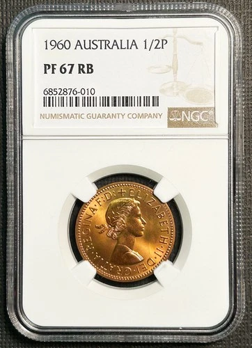 Australia 1960 Pre-Decimal Proofs, Half Penny & Penny, NGC PF 67 RB & PF 67 RD
