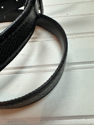 Vintage Belt Genuine Watersnake Snake Skin Leather Black  display picture 2
