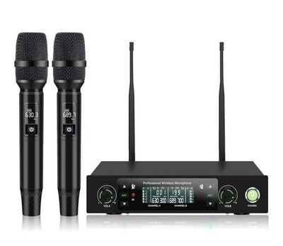 Wireless Dual Handheld Dynamic Microphone System, Rack-Mountable, Auto-Scan, IR 