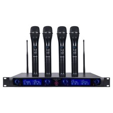 4 Channels Professional UHF Wireless Microphone System with Rack Mountable Me...
