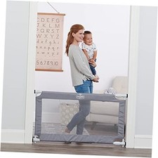 50" Extra Wide Gray Expandable Mesh Gate, Pressure Mounted, Includes Rubber