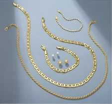 Women’s 14K Gold Plated Jewelry Set San Tropez Necklace Bracelet Earrings 6 Pcs