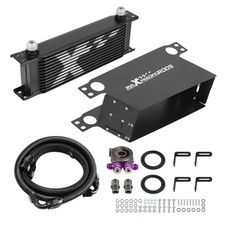 13 Row 10AN Oil Cooler Kit Transmission Engine Aluminum Black Sandwich Adapter