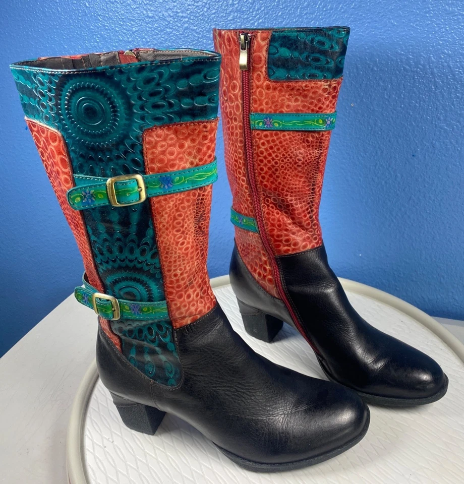 Botas L'Artiste Spring Step para mujer 9 EU40 Carpeverde negras rojas múltiples nuevas raras Foto 4 de 4