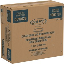 Dart DLW626 Open-Top Dome Lid for 16 oz. - 24 oz. Cups - Clear 1000/CT New