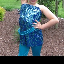 Costume Gallery Small Adult Blue Sequin Dance Costume Outfit