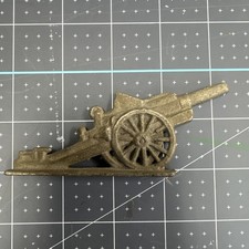 Cast Silver Metal Cannon Vintage Figure Flat Stand 1.75  H