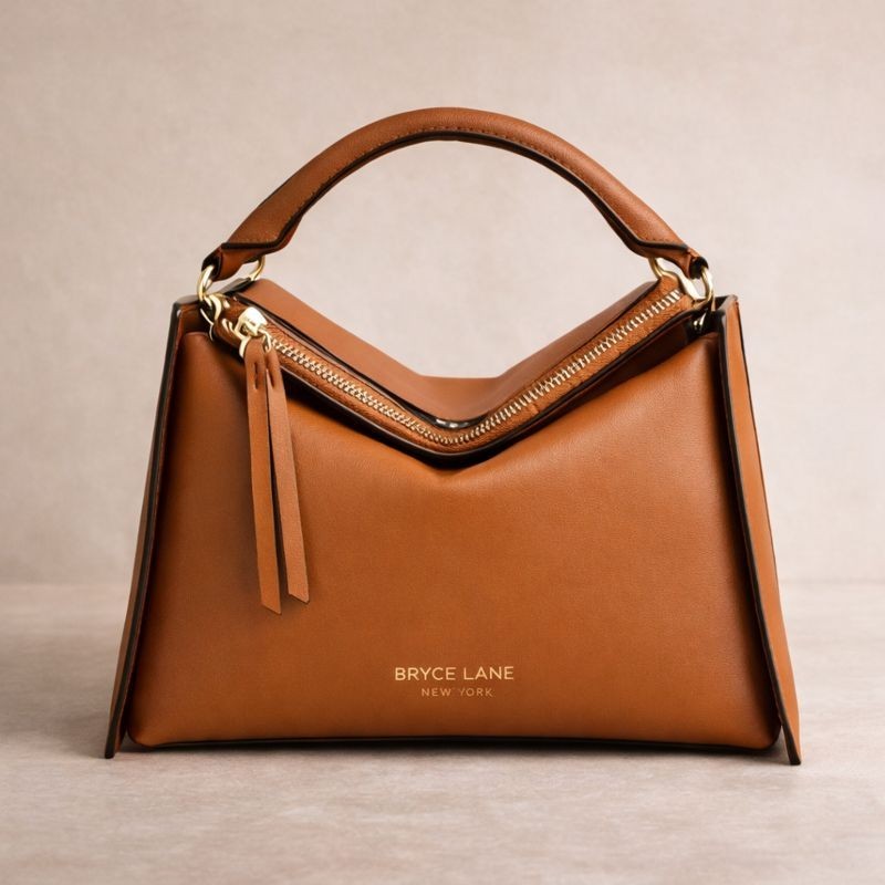 Brown Leather Handbag, Luxury Designer Purse with Gold Hardw