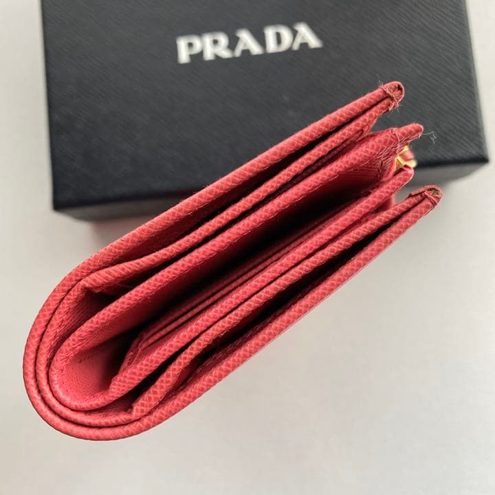 PRADA Saffiano Leather Wallet Gold Metal Logo Snap Closure 9.5x16cm Mint Condit thumbnail 19