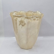 Murano Art by Vetro Eseguito Golden Beige Secondo Glass Vase 7"H , 6"W
