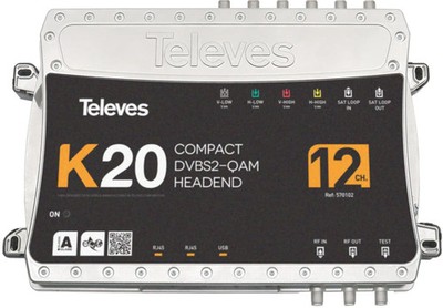 Kompaktkopfstelle DVB-S2 zu DVB-C QAM 12 Kanäle erweiterbar K20-12 Stereo