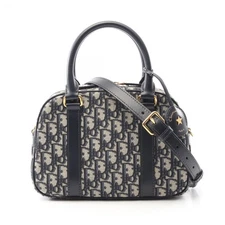 Christian Dior D-vibe Bowling Handbag Medium Oblique Jacquard canvas leather