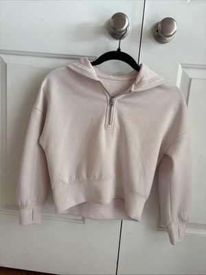 Abercrombie Kids Cropped Hooded Hoodie 3/4 Zip Sweatshirt Pink 9/10
