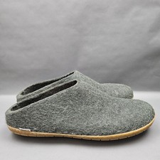 Glerups Slippers Size 16 EU 50 Green Wool Felt Rubber Sole Slip On Clog Shoes