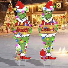 2 Pcs Large Christmas Outdoor Decorations with Metal Stakes Merry Christmas Yard