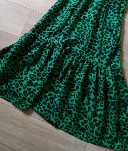 George grün & schwarz Leopardenmuster Hängerchen Kleid Rüschen Urlaub Boho Freizeit UK10 - Bild 6 von 19