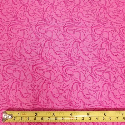 2 Yards Hot Pink on Pink All-Over Ribbon Lines Swoops Basic Print Fabric