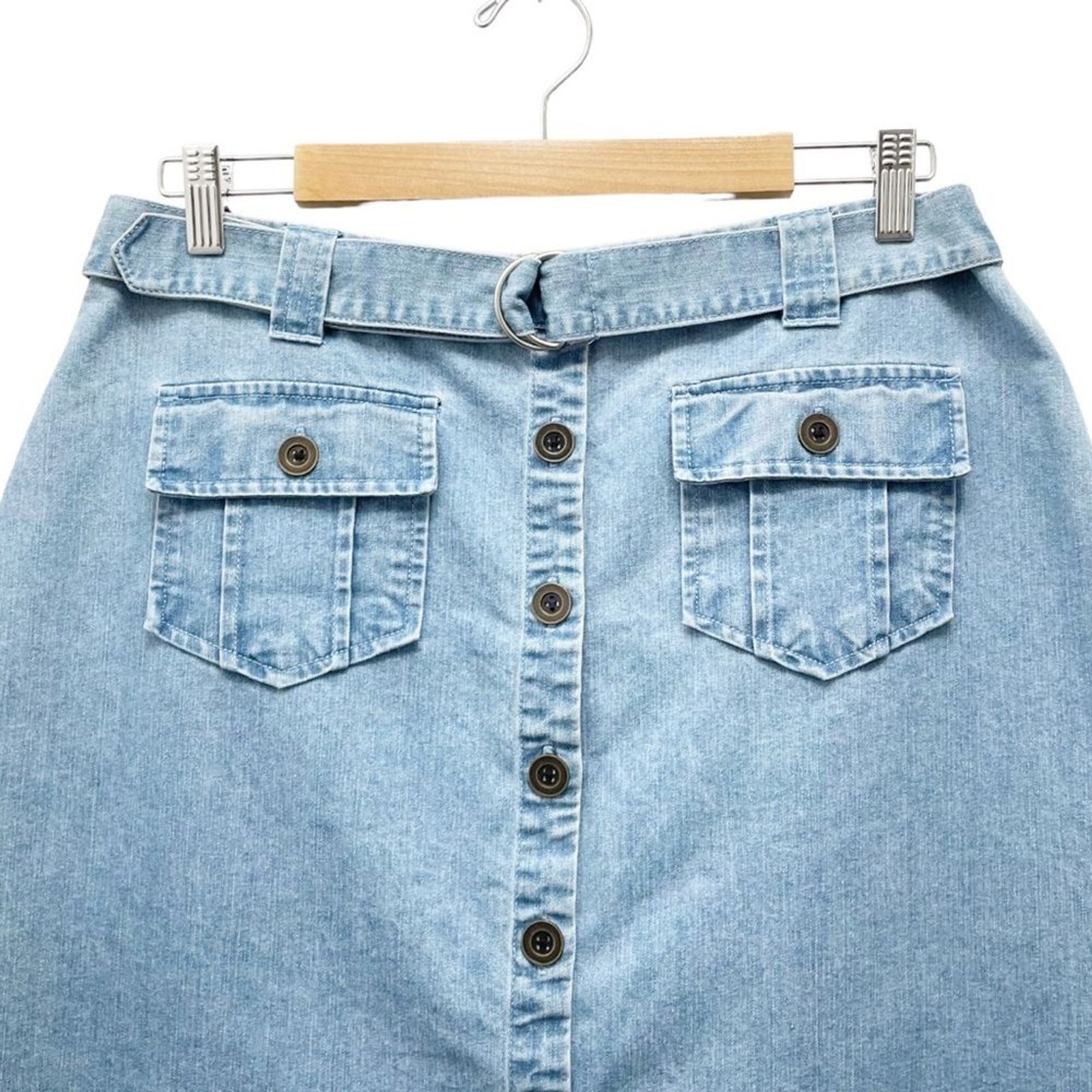 Vintage Basic Editions Light Wash Button Front Be… - image 4