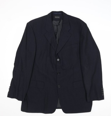Benvenuto Herren Sakko Anzugjacke Blau Polyester Größe 42 Regular