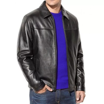 Mens Black Leather Jacket Genuine Soft Sheepskin Man Black Classic Jacket