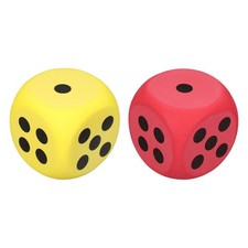 2Pcs Foam Dice, 3.8cm/1.5inch Six-Sided Dice Stress Ball Red, Yellow 