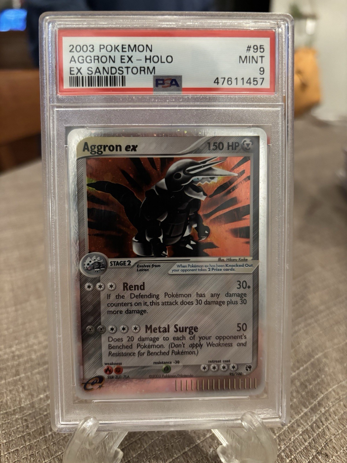 Pokemon Aggron EX 95/100 Holo Rare EX Sandstorm Card PSA 9 Mint